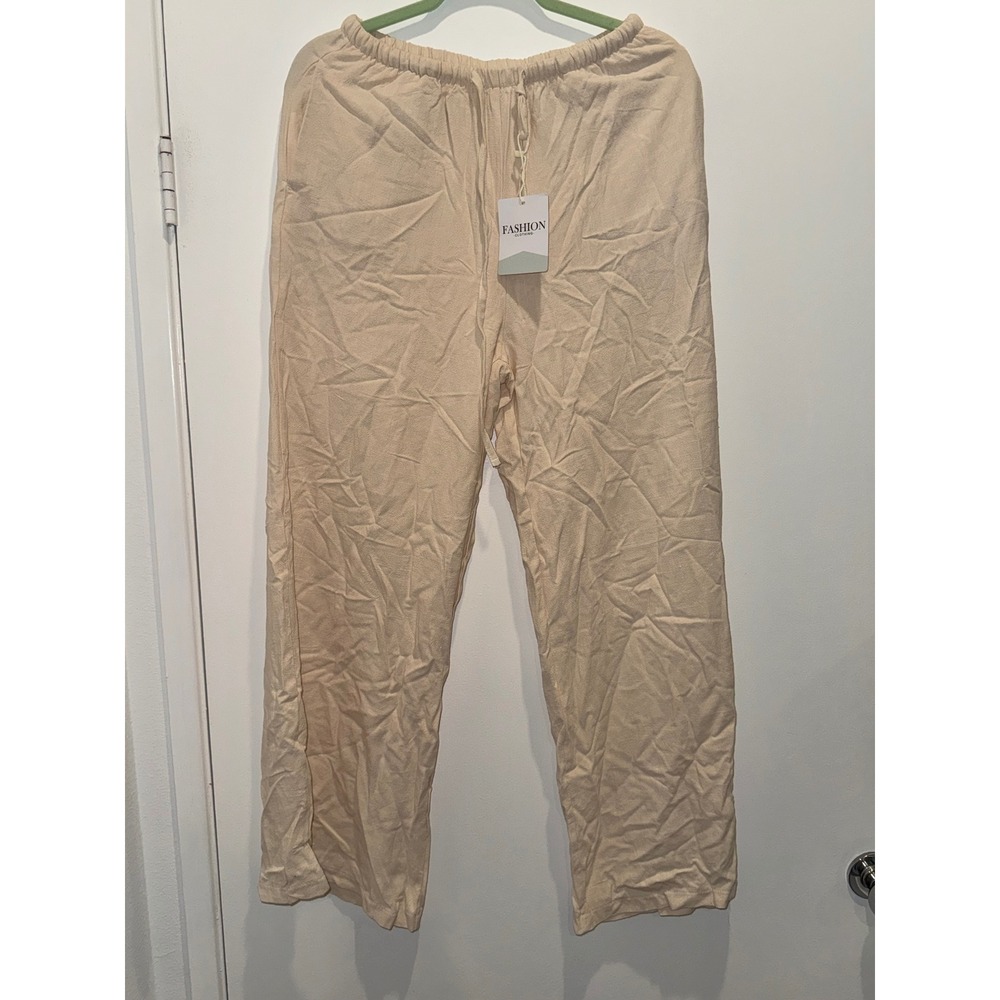 Cotton/Linen Blend Size M Drawstring Pants Resortwear Cottagecore Coquette - Picture 2 of 7